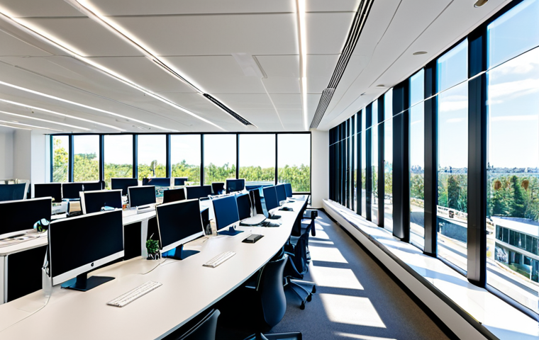 Modern Office with Dynamic Glazing**
"A bright and airy modern office space featuring large windows with dynamic glazing, adjusting to the sunlight. Fully clothed professionals are working at their desks in a comfortable environment. The AI-powered system optimizes daylighting to enhance productivity. Safe for work, appropriate content, fully clothed, perfect anatomy, natural proportions, professional office setting, high quality, family-friendly."
**