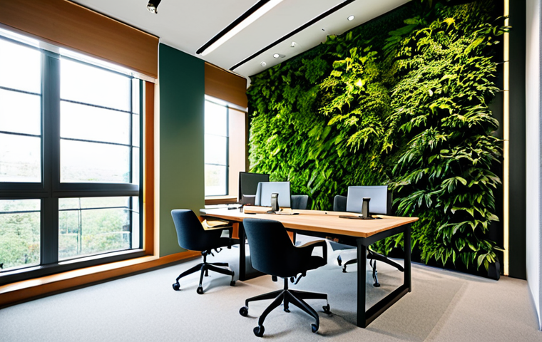 현대건축물 해외 건축 트렌드 - Biophilic Office Space**

"A modern office interior with a large green wall and ample natural light ...