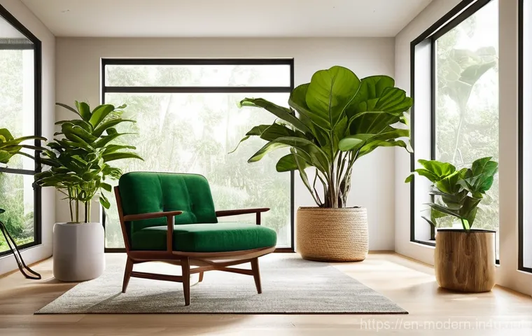 현대건축물 실내 공기질 관리 - **Prompt 2: Smart Home Air Quality Management**
    An interior shot of a sleek, minimalist smart ho...