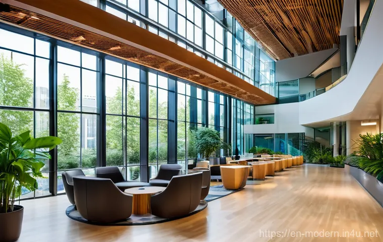 현대건축물 LEED 인증 건축 - Prompt 1: The Vibrant Heart of a Green Building**