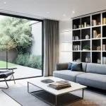 현대건축물 공간 활용 최적화 - A bright, modern studio apartment in a bustling urban environment, meticulously designed for multifu...